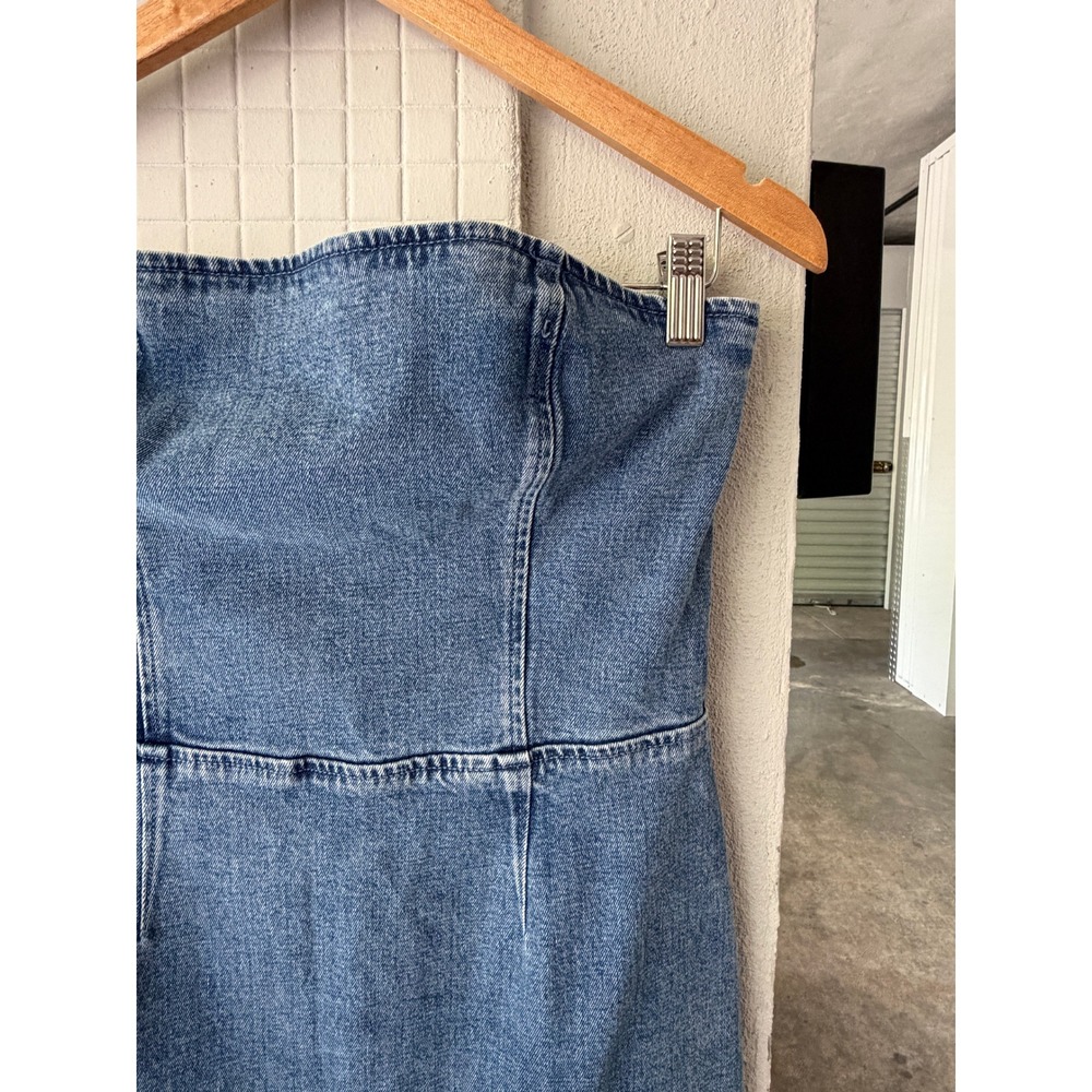 Abercrombie & Fitch Mila Strapless Denim Midi Dress Strapless M Blue 90s Y2K - Picture 3 of 10